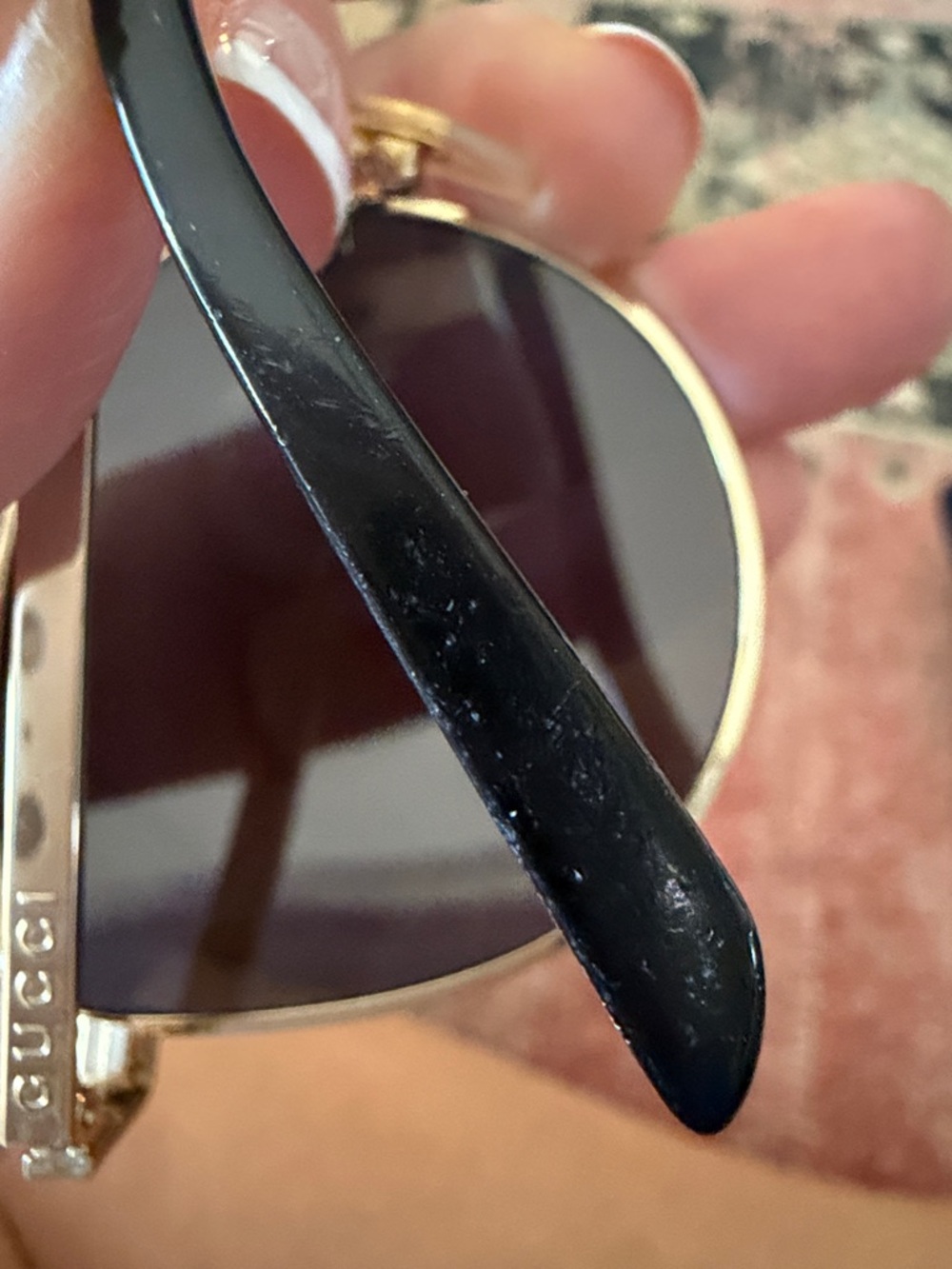 Gucci Gold Frame Sunglasses with Black Lenses - Picture 5 of 5